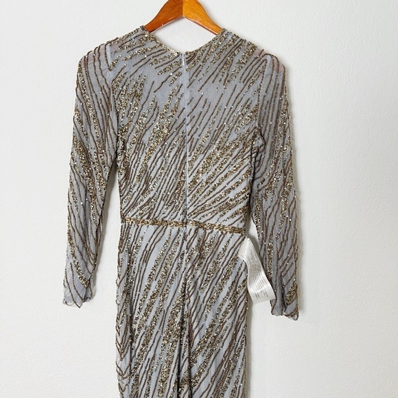 Mac Duggal Beaded Long Sleeve Tulle Column Gown - Picture 5 of 8